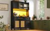 Küchenschrank Hochschrank Vitrinenschrank Buffetschrank mit Verstellbaren Ablagen Esszimmerschrank mit 3 Schubladen Sideboard mit LED-Beleuchtung PE-rattan schwarz Bild 4