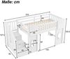 Hochbett mit Schubladen, Rausfallschutz, Lattenrost und Treppe, 90x200 cm, Kinderbett, Holzbett Bild 4