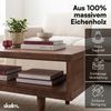 skølm 'Eivind' Couchtisch, aus Eiche Massivholz, Wohnzimmertisch mit Ablage, lackiert, Walnuss Optik, 110x50×40 cm Bild 2