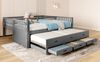 Bett 90x200 cm mit Ausziehbett und 3 Schubladen – Kiefernholz/MDF, Grau Bild 5