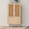 Merax Esszimmer Wohnzimmer Sideboard Kommode Stehschrank Aufbewahrung Sideboard TV-Tisch mit Türen und Schubladen Sideboard mit großem Stauraum, Eiche Bild 3