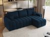 Universelles Ecksofa in Streifen genäht mit Schlaffunktion und Bettkasten, modern Stil - KIRASSO - Dunkelblau Velvet Bild 4
