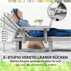 Outsunny Gartenliege mit Seitentisch, Holzoptik, 5-Fach verstellbare Rückenlehne, wetterfeste Sonnenliege, 1 St, Liegestuhl, bis 120 kg belast, für Garten Outdoor Strand, Hellgrau Bild 4