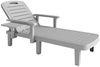 Outsunny Gartenliege mit Seitentisch, Holzoptik, 5-Fach verstellbare Rückenlehne, wetterfeste Sonnenliege, 1 St, Liegestuhl, bis 120 kg belast, für Garten Outdoor Strand, Hellgrau Bild 2