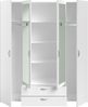 Drehtürenschrank >Daily 3< 4 Türen, 2x Spiegel, 2 Schübe, in Weiss - 160x185x51cm (BxHxT) Bild 5