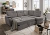 Ecksofa >Elli< Schlaffunktion, Stauraum, Kopfstützen, grau-braun - 264x92x180cm BxHxT Bild 2