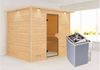 Karibu Sauna Innenkabine Sonara Innensauna 3 Sitzbänke aus Holz Saunakabine mit 40 mm Wandstärke Dampfsauna mit Montagematerial Bild 4