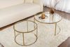 Dmora Set mit 2 Couchtischen Aedion, Niedriger Wohnzimmertisch, Kaffeeregal, Couchtisch für Sofa, 80x80 h43 cm, Gold und Transparent Bild 4