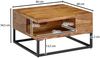 Couchtisch 60 x 60 x 34,5 cm Sheesham Massivholz / Metall Sofatisch Eckig, Wohnzimmertisch mit Stauraum, Kaffeetisch Massiv, Kleiner Tisch Beistelltisch Wohnzimmer Modern Quadratisch Bild 4