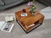 Couchtisch 60 x 60 x 34,5 cm Sheesham Massivholz / Metall Sofatisch Eckig, Wohnzimmertisch mit Stauraum, Kaffeetisch Massiv, Kleiner Tisch Beistelltisch Wohnzimmer Modern Quadratisch Bild 5