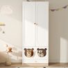 Kleiderschrank 80 x 50 x 200 cm in Weiß/Natur, mit Kleiderstange, offenen Fächern und Haustier-Nische Bild 4