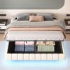 Polsterbett 180×200 cm mit hydraulischem Bettkasten und LED-Beleuchtung, schwebende Optik, Beige Bild 2