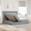 vidaXL Bett mit LED-Lichtleisten Hellgrau 200 x 200 cm Stoff 3372827 Bild 4