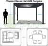 Weide 'Classic' Pergola, freistehend, Aluminium / Stahl weiß, 360 x 300 x 255 cm Bild 4