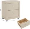 Nachtschrank 2er Set 2 Nachttische mit Schubladen Nachtkommode Beistelltisch Stoff Beige Schlafzimmer Bild 3