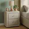 Nachtschrank 2er Set 2 Nachttische mit Schubladen Nachtkommode Beistelltisch Stoff Beige Schlafzimmer Bild 2