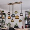 hofstein Hängeleuchte Hängelampe aus Metall/Holz/Riffelglas in Schwarz/Natur/Grün/Blau/Gold, ohne Leuchtmittel, Hängeleuchte im modernen Retro/Vintage-Design (20, 25 cm), 8 x E27 Bild 1