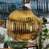 hofstein Hängeleuchte Hängelampe aus Metall/Holz/Riffelglas in Schwarz/Natur/Grün/Blau/Gold, ohne Leuchtmittel, Hängeleuchte im modernen Retro/Vintage-Design (20, 25 cm), 8 x E27 Bild 3