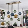 hofstein Hängeleuchte Hängelampe aus Metall/Holz/Riffelglas in Schwarz/Natur/Grün/Blau/Gold, ohne Leuchtmittel, Hängeleuchte im modernen Retro/Vintage-Design (20, 25 cm), 8 x E27 Bild 4