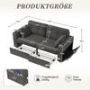 2-Sitzer Sofa aus Chenille 172x75x82 cm mit USB-Anschlüssen & Stauraum, grau Bild 4