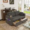 2-Sitzer Sofa aus Chenille 172x75x82 cm mit USB-Anschlüssen & Stauraum, grau Bild 2
