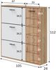 Schuhschrank >CLASS< 3 Klappen, 1 Tür, Nodi Eiche Dekor /Artik Weiß - 105x112x24 (BxHxT) Bild 3