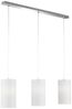 LED Pendelleuchte 3 flammig mit Dekor Stoffschirmen Zylinder Weiß, Breite 110cm Bild 2