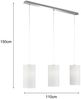 LED Pendelleuchte 3 flammig mit Dekor Stoffschirmen Zylinder Weiß, Breite 110cm Bild 3