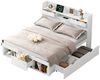 BlingBin Stauraumbett Kinderbett, Jugendbett Mit USB-port, Schubladen und Stauschrank (1er Set, 1-tlg, 140 x 200 cm, Ohne Matratze, Belastbarkeit maximal: 200KG), Multifunktionales Bett, Doppelbett, Großer Stauraum, Weiß Bild 5