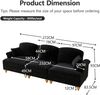Flieks 3-Sitzer Sofa, Modular Sofa mit 3 Kissen, abnehmbarer Volant, Flared-Armlehnen & Holzbeinen, Chenille, Schwarz Bild 4