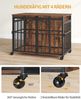 Hundekäfig Möbel mit 360°-Drehrädern, L Hundebox mit Schiebetür, Moderner Hundekäfig aus Holz für Kleine und Mittelgroße Hunde für den Innenbereich, Vintage-Braun Bild 3
