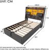 Polsterbett 90x200 cm mit Hydraulischem Stauraum & LED-Kopfteil, 4 Ladestation (USB/Type-C), Einzelbett Inkl. Lattenrost, Grauer Leinenstoff (Ohne Matratze) Bild 2