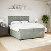 vidaXL Boxspringbett mit Matratze Hellgrau 200x200 cm Samt 3291014 Bild 3