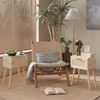 YMYNY Rattan Nachttisch 2er Set Beistelltisch Boho Massivholz 35x27x53 cm Bild 2