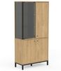 Calicosy Vitrine 1 Glastür und 3 Türen Eiche- und Mattschwarz-Dekor L93,4 cm – CRAFT - Helles Holz Bild 3