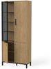 Calicosy Vitrine 1 Glastür und 3 Türen Eiche- und Mattschwarz-Dekor L93,4 cm – CRAFT - Helles Holz Bild 5