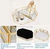 TUWENA Duschregal Verspiegeltes Tablett aus goldfarbenem Glas, Make-up Tablett Bild 3