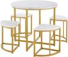 Esstischgruppe rund B 80 x T 80 x H 75 cm aus MDF/Metall in Weiß/Gold mit 4 Stühlen Bild 4