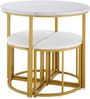 Esstischgruppe rund B 80 x T 80 x H 75 cm aus MDF/Metall in Weiß/Gold mit 4 Stühlen Bild 5