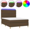 Boxspringbett mit Matratze & LED Stoff Dunkelbraun 140x200 cm Bild 2