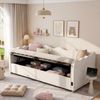 Merax Polsterbett, Daybett 90x200 cm Tagesbett, Schlafsofa mit hydraulischem Stauraum, mit USB & Rückenlehne, samt, beige Bild 3