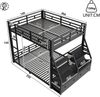 Merax Etagenbett (140x200cm), Kinderbett mit LED-Beleuchtung, mit 2 Stoffschubladen, Schwarz Bild 4