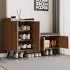 Schuhbank mit Schuhschrank & vier Staufächern, asymmetrische Metallgriffe, Naturholzoptik Bild 2