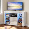 oyajia Lowboard TV Eckschrank Fernsehtisch Hochglanz mit LED-Beleuchtung 100x40x68 cm (mit 16 Led Farben Beleuchtung), TV-Schrank mit 2 Schränken & offenen Regalen Bild 3