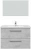 Badezimmer-Set >ARUBA< in Beton-Grau / Spiegel - 80x57x45 (BxHxT) Bild 4