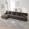 Ecksofa Chenille, modulares 4-Sitzer Sofa mit beweglichem Ottoman, 406 x 145 x 81 cm, braun Bild 2