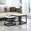 MODFU Couchtisch und 2er Set, Beistelltisch (2-St, 1), mit Tischplatte in Marmoroptik, Satztisch mit Metallrahmen Bild 2