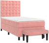 vidaXL Boxspringbett mit Matratze Rosa 90x190 cm Samt 3138060 Bild 3