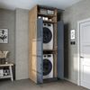Roomart Waschmaschinenschrank DORA-II- Waschmaschinen- & Trocknerschrank mit Türen & Ausziehbrett – Waschküchenschrank für Waschmaschine & Trockner • Anthrazit-Eiche Bild 1
