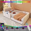 Merax Polsterbett, Kinderbett Daybett 90x200cm mit LED-Lichtleiste und Seitentaschen, Beige Bild 5
